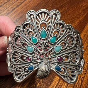 Lucky Brand Vintage 1990’s Statement Peacock Cuff Bracelet, good condition